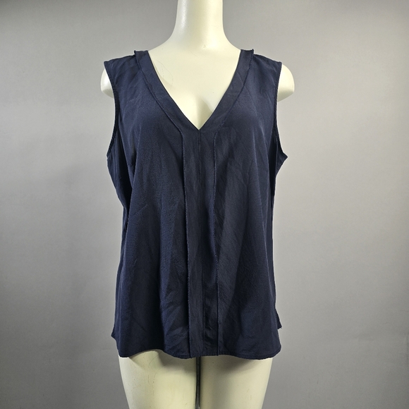 St. John Deep Blue V-Neck Tank Top R2 - Picture 1 of 5